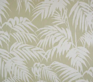 China Seas Fabric: Martinique Reverse - Custom Light Green on Tan 100% Belgian Linen