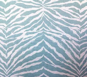 China Seas Fabric: Nairobi Petite - Custom Aqua on White Belgian Linen / Cotton