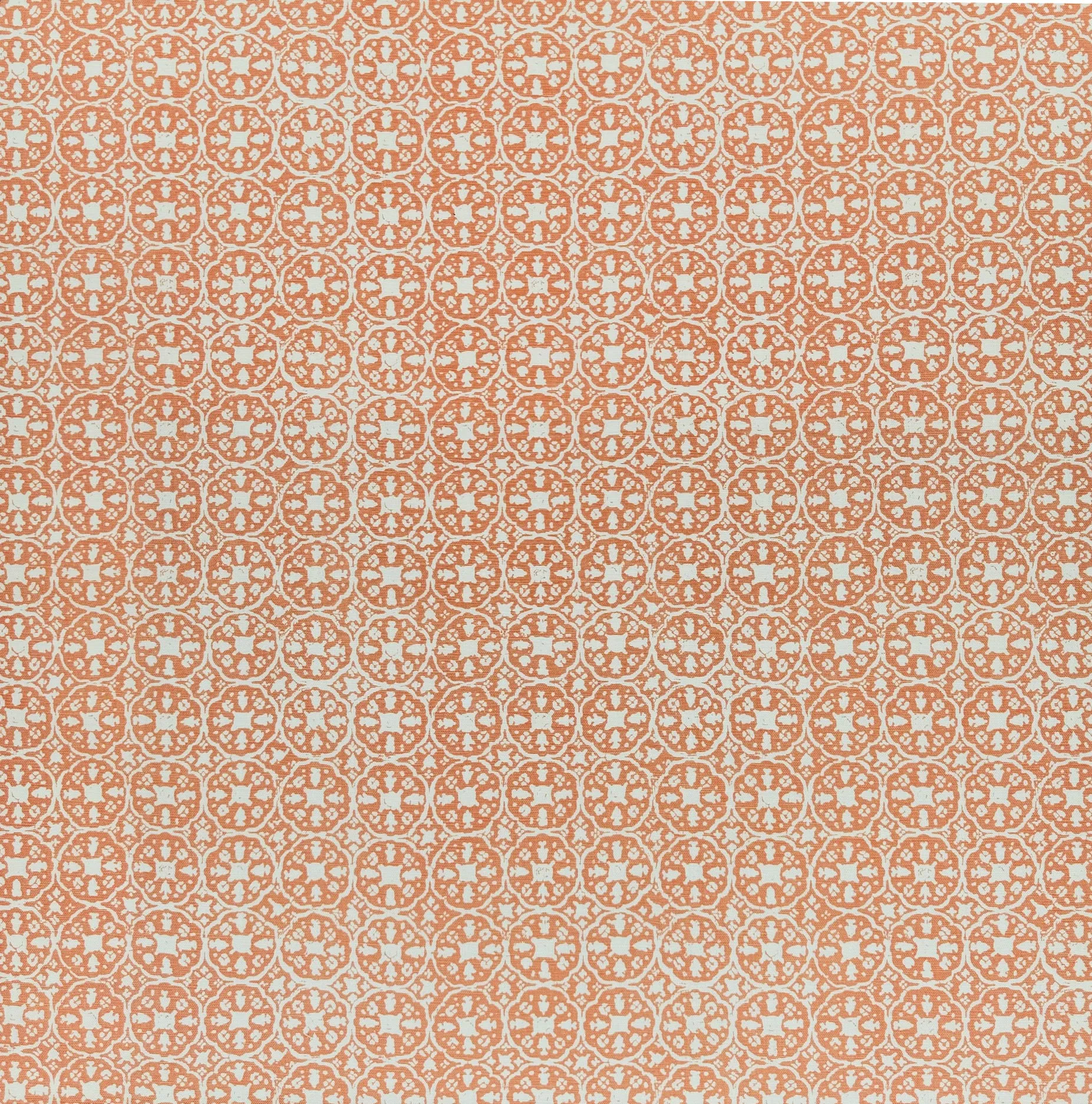 China Seas Fabric: Nitik II - Custom Terracotta on Tinted Belgian Linen / Cotton