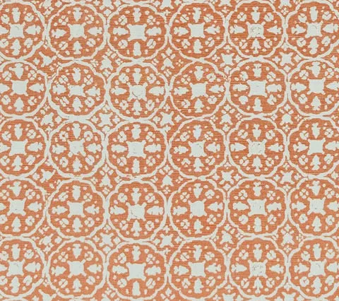 China Seas Fabric: Nitik II - Custom Terracotta on Tinted Belgian Linen / Cotton