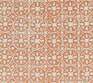 China Seas Fabric: Nitik II - Custom Terracotta on Tinted Belgian Linen / Cotton