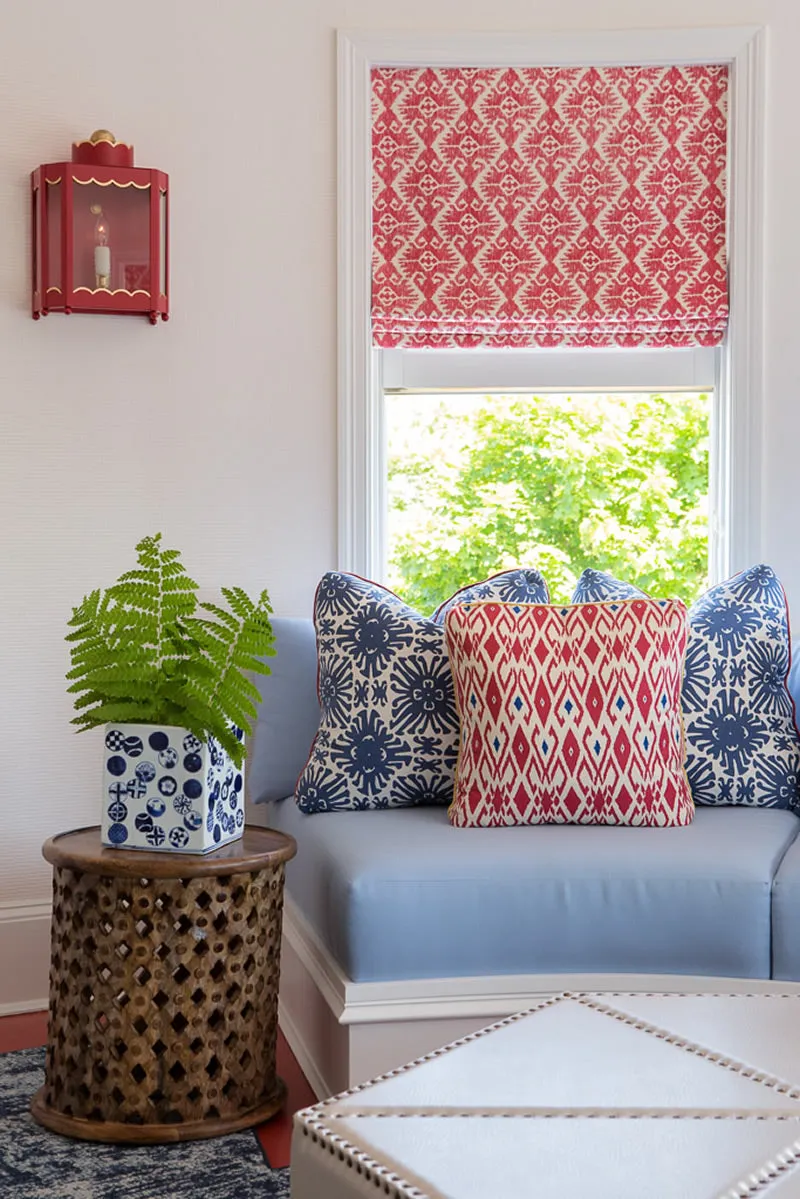 China Seas Fabric: Sigourney Small Scale Reverse - Custom Turquoise on White Belgian Linen / Cotton