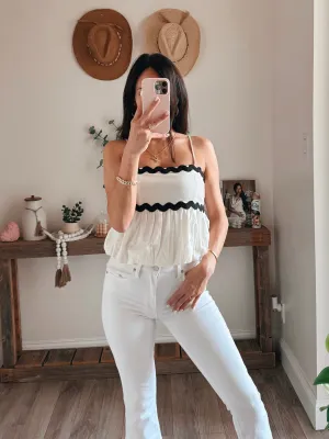 Colorblock Wave Detail Top