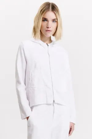 Comfort Fit Zip Hooded Flared Sweatshirt - White