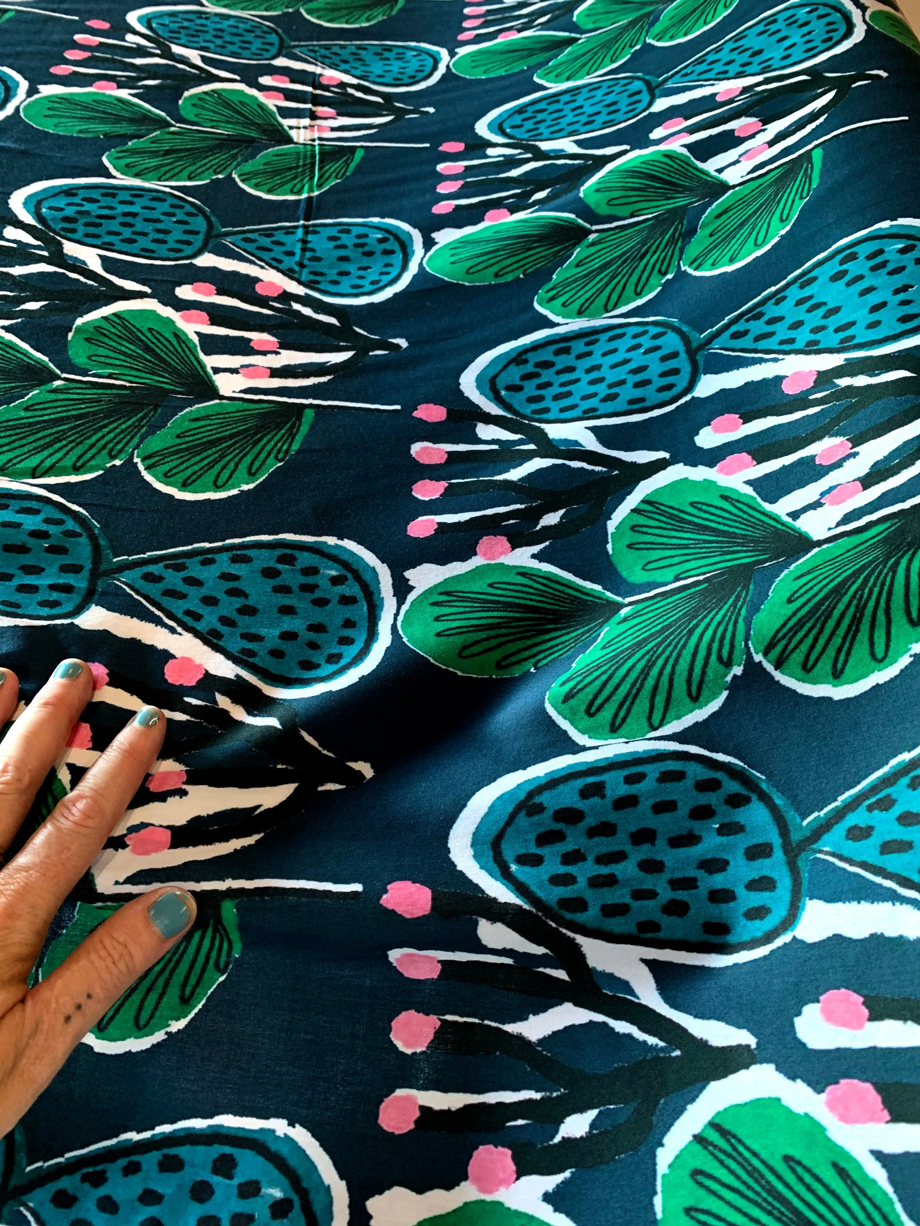 Coral Cactus organic cotton linen