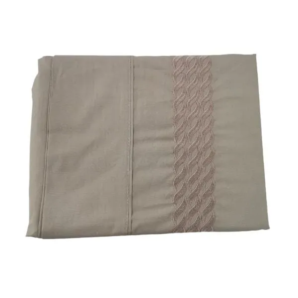 Cotton Craft Luxury Collection Embroidered Bed Sheet T-200 Percale 3 Piece Stone