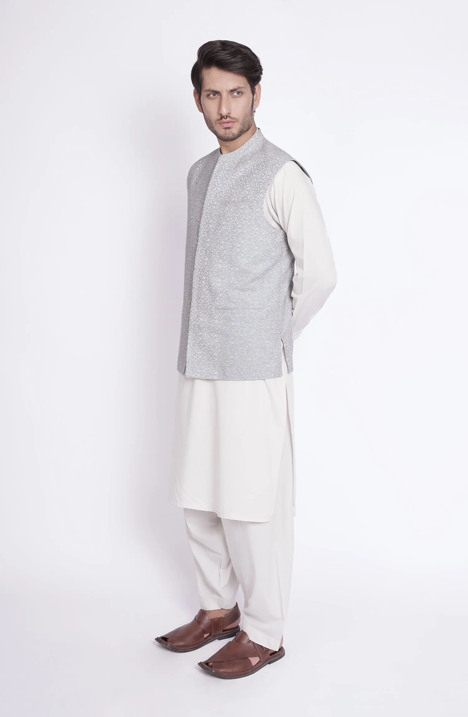 Cotton Linen Schiffli Mens Wai