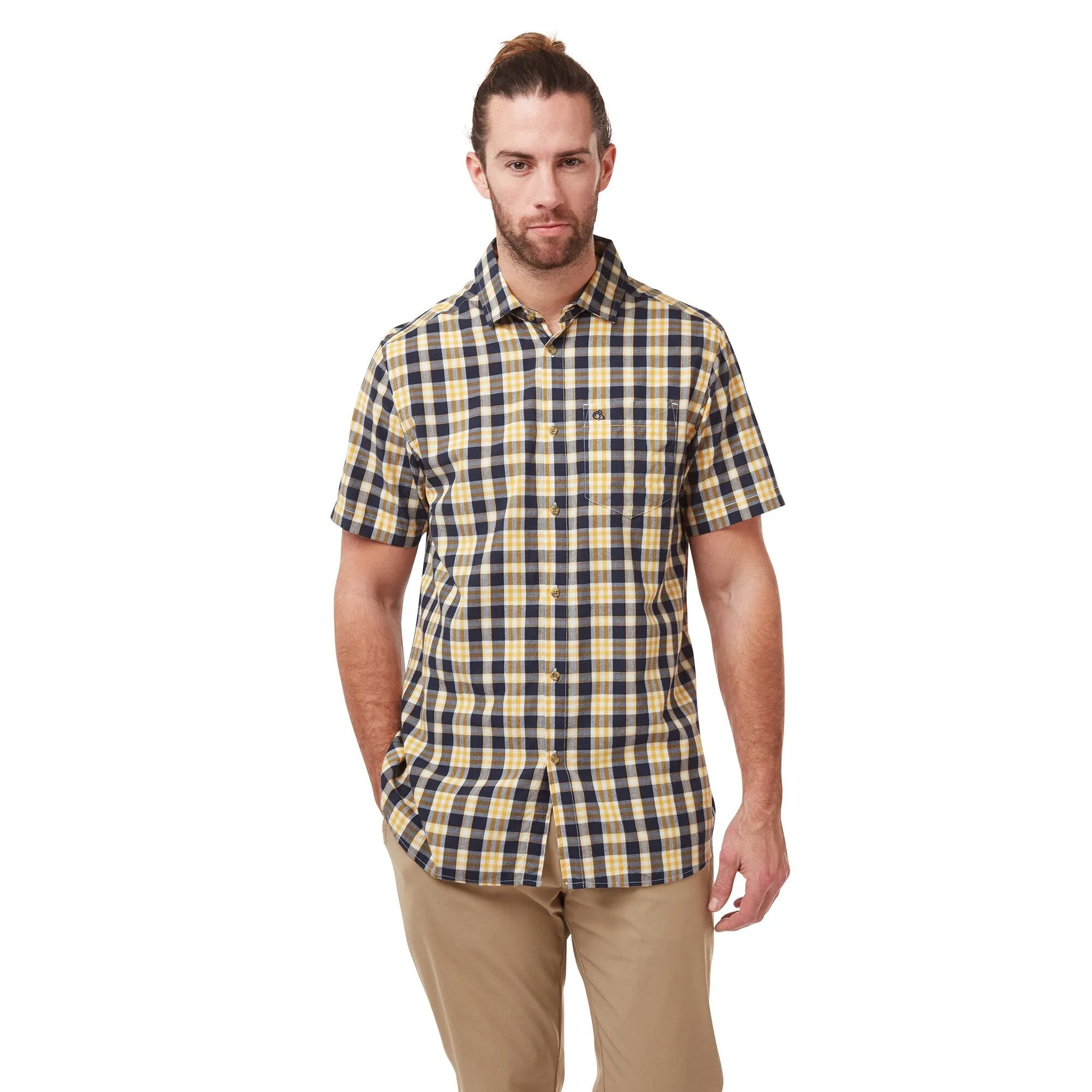 Craghoppers Men's Jose Short Sleeved Shirt Steel Blue Check RRP £50