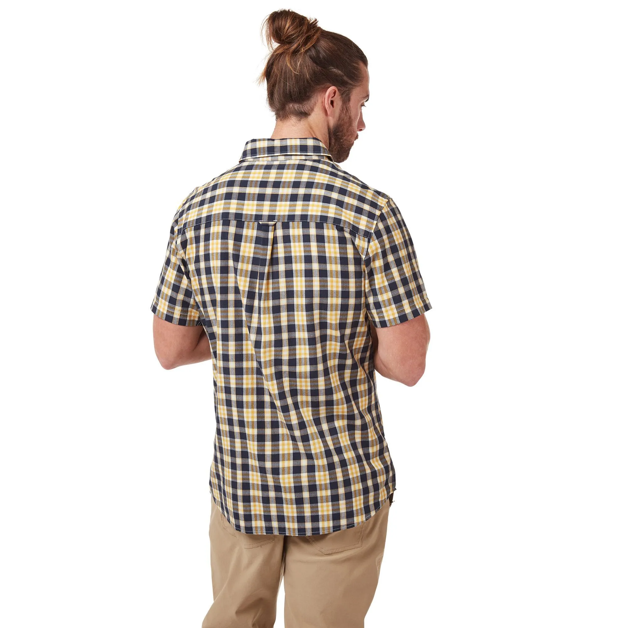 Craghoppers Men's Jose Short Sleeved Shirt Steel Blue Check RRP £50