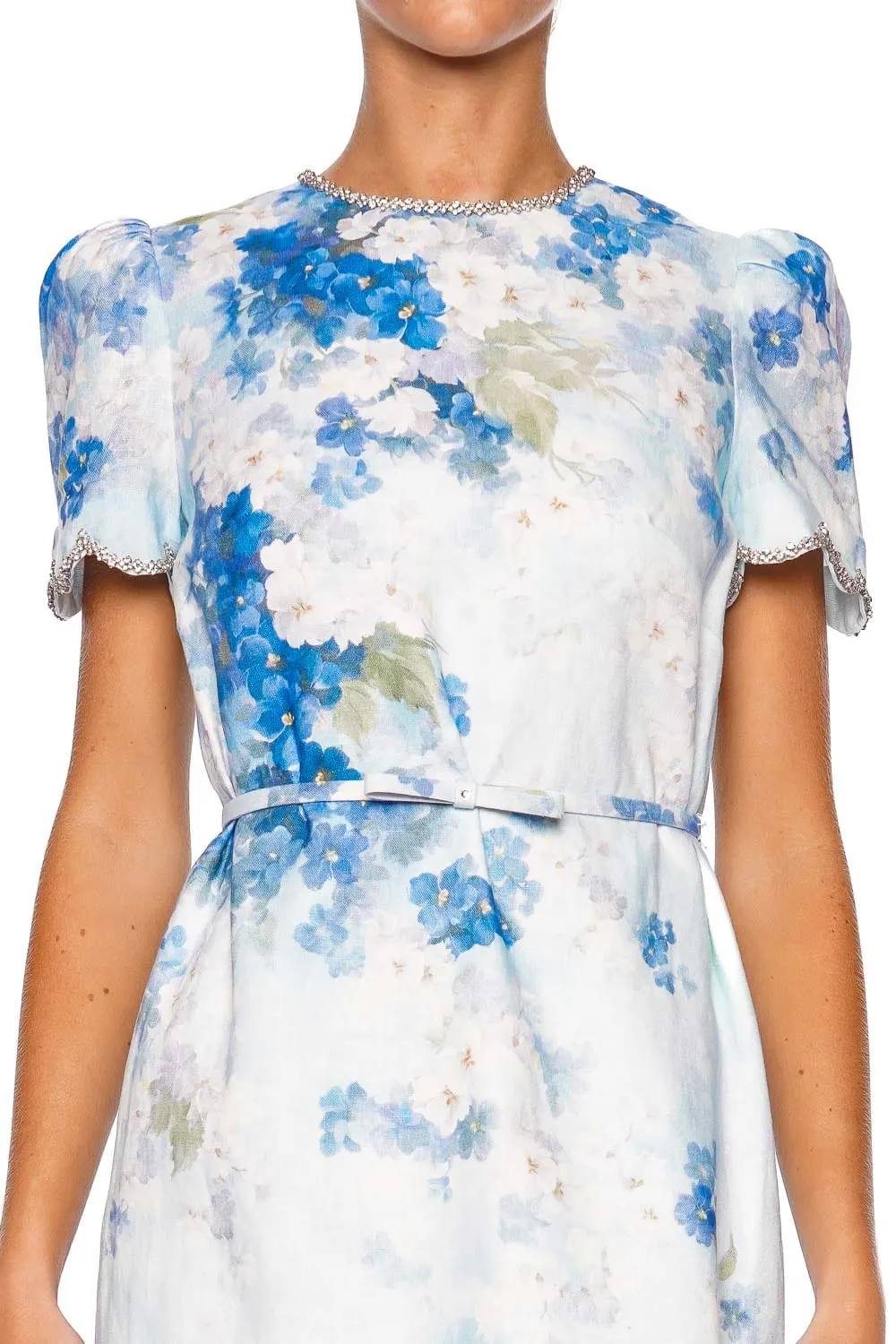 Crush Blue Floral Scalloped Shift Dress