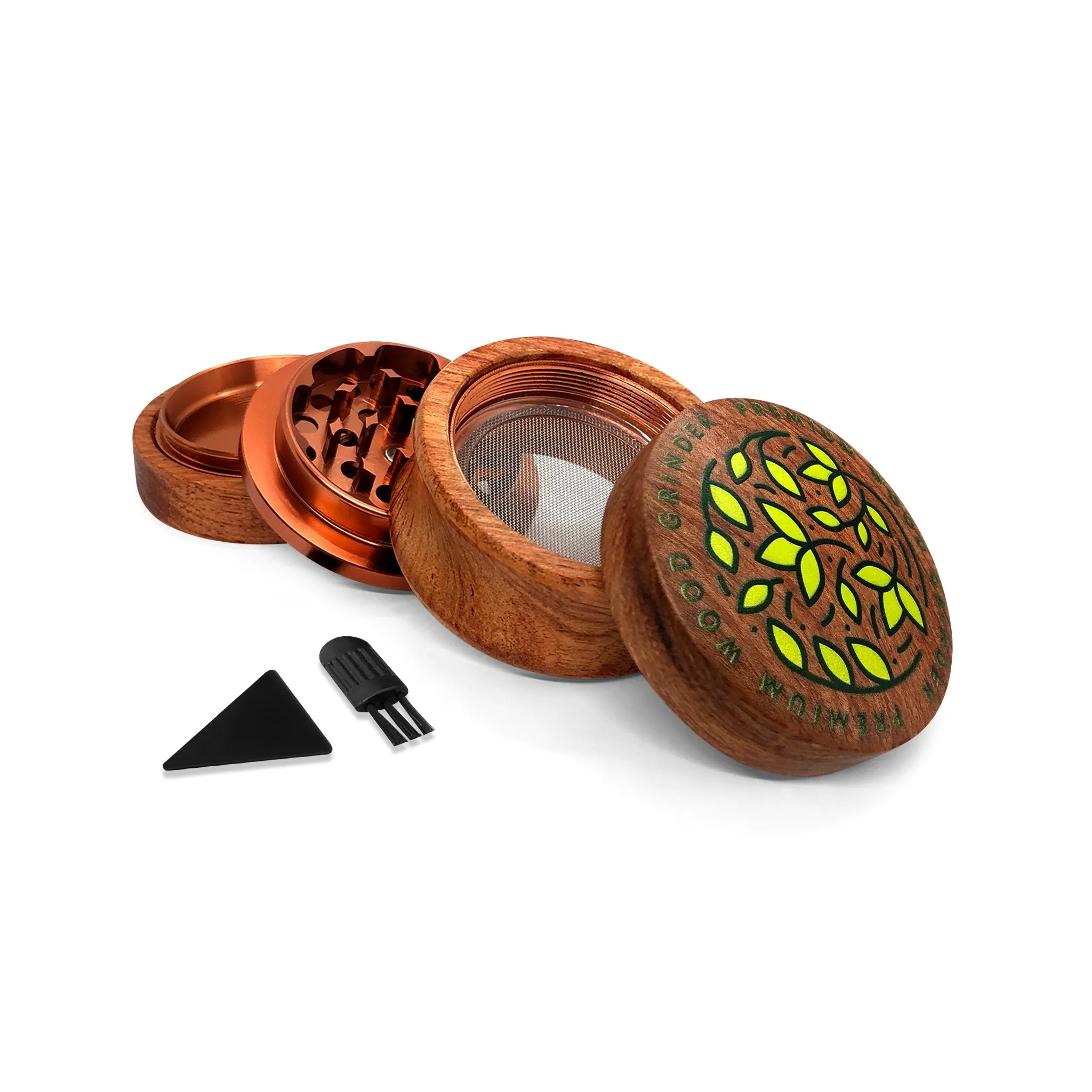 Custom Curved Wood In Rose Gold Metal Grinder