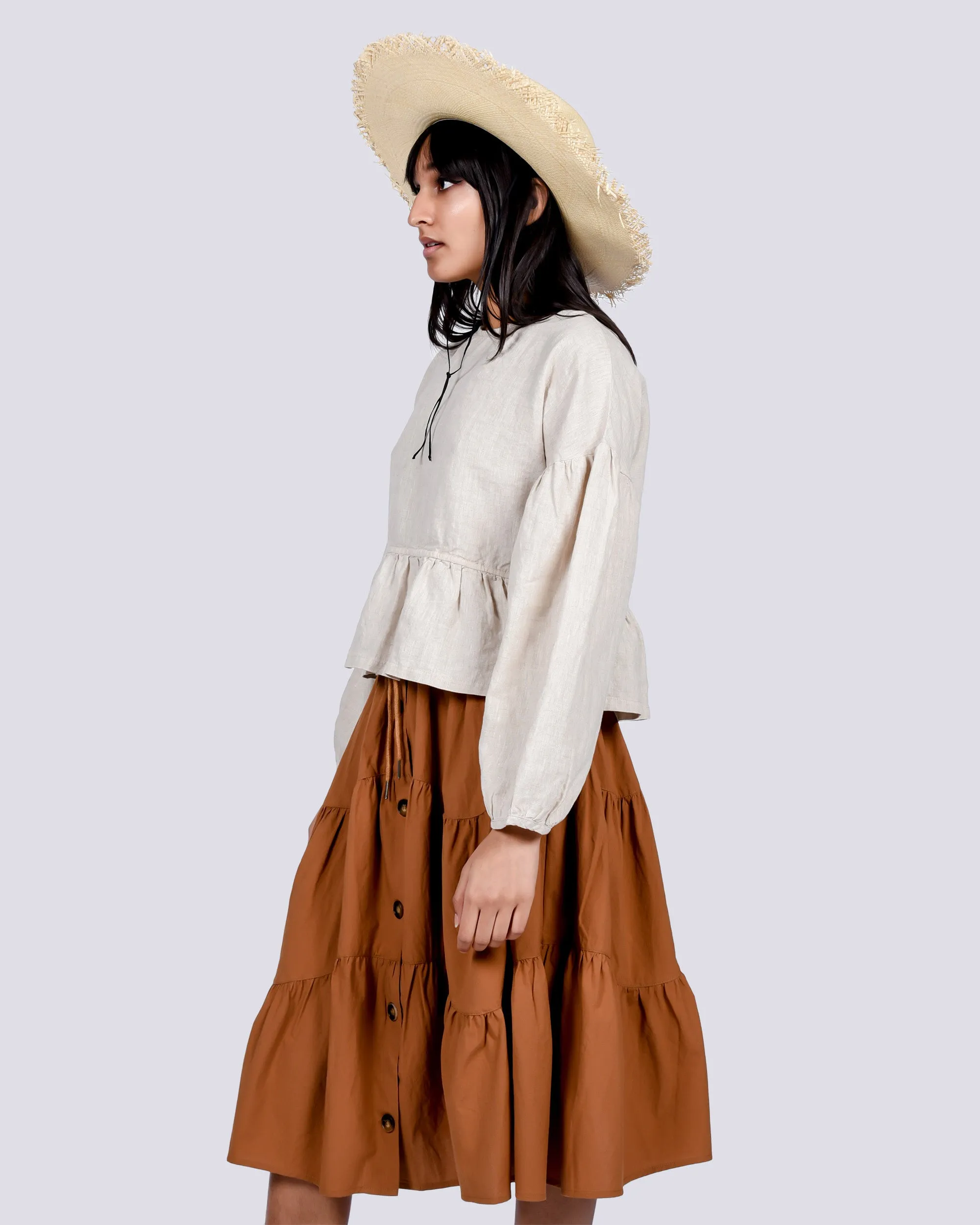 Dallo linen top in oatmeal