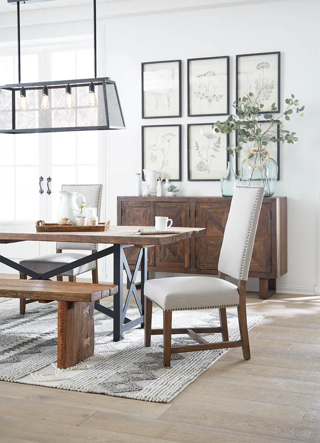 Darcy Dining Chair, Gray/Beige Linen