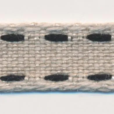 Double Stitched Linen Ribbon #10 Ecru & Black