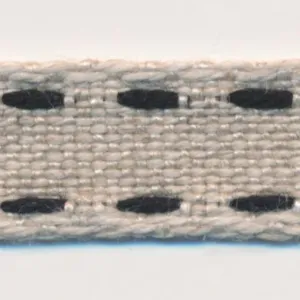 Double Stitched Linen Ribbon #10 Ecru & Black