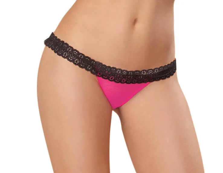 Dreamgirl Panty - Medium - Hot Pink/ Black