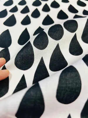 Drops (black) organic cotton linen