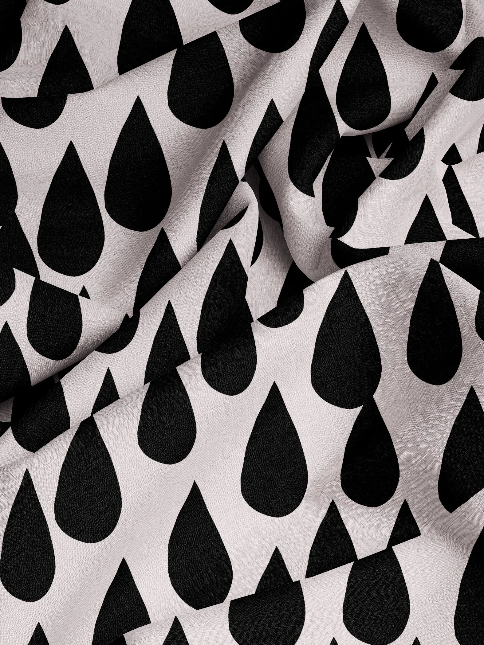 Drops (black) organic cotton linen