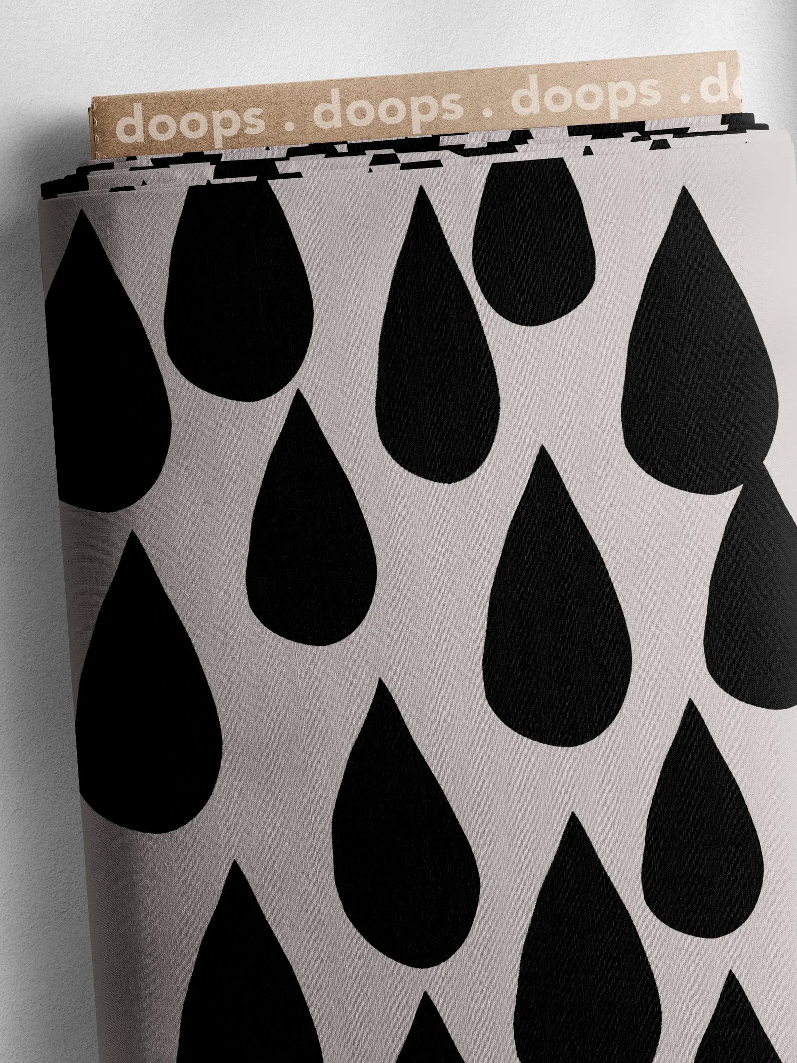 Drops (black) organic cotton linen