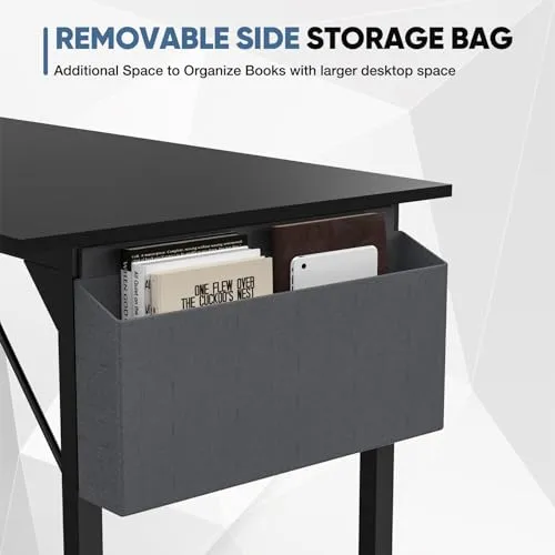 DUMOS 32 Inch Office Small Computer Desk Modern Simple Style Writing Study Work Table for Home Bedroom - Wood Black