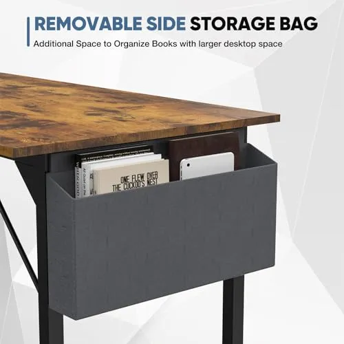 DUMOS 32 Inch Office Small Computer Desk Modern Simple Style Writing Study Work Table for Home Bedroom - Wood Brown