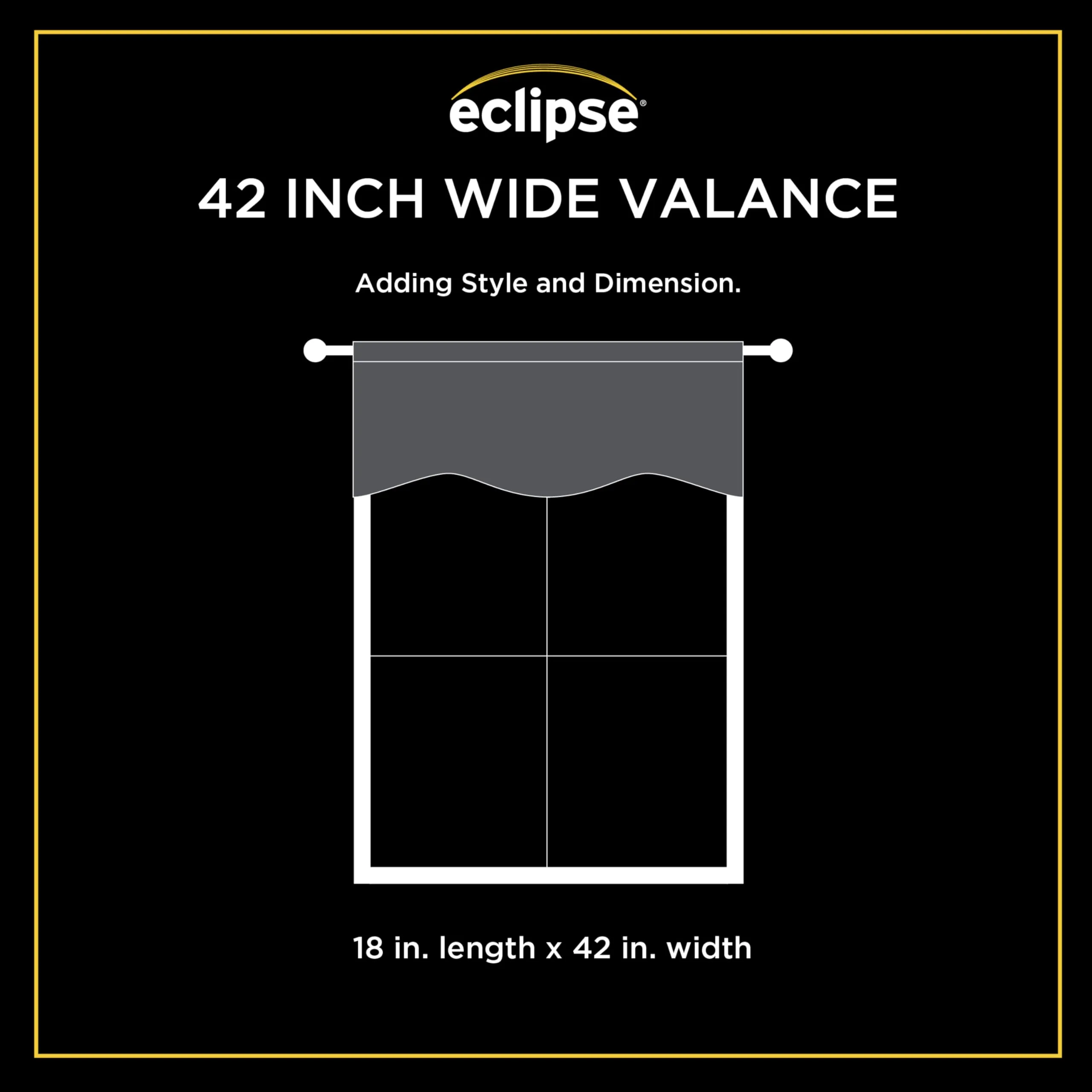 Eclipse Kendall Modern Scalloped Rod Pocket Valance Thermal Insulated