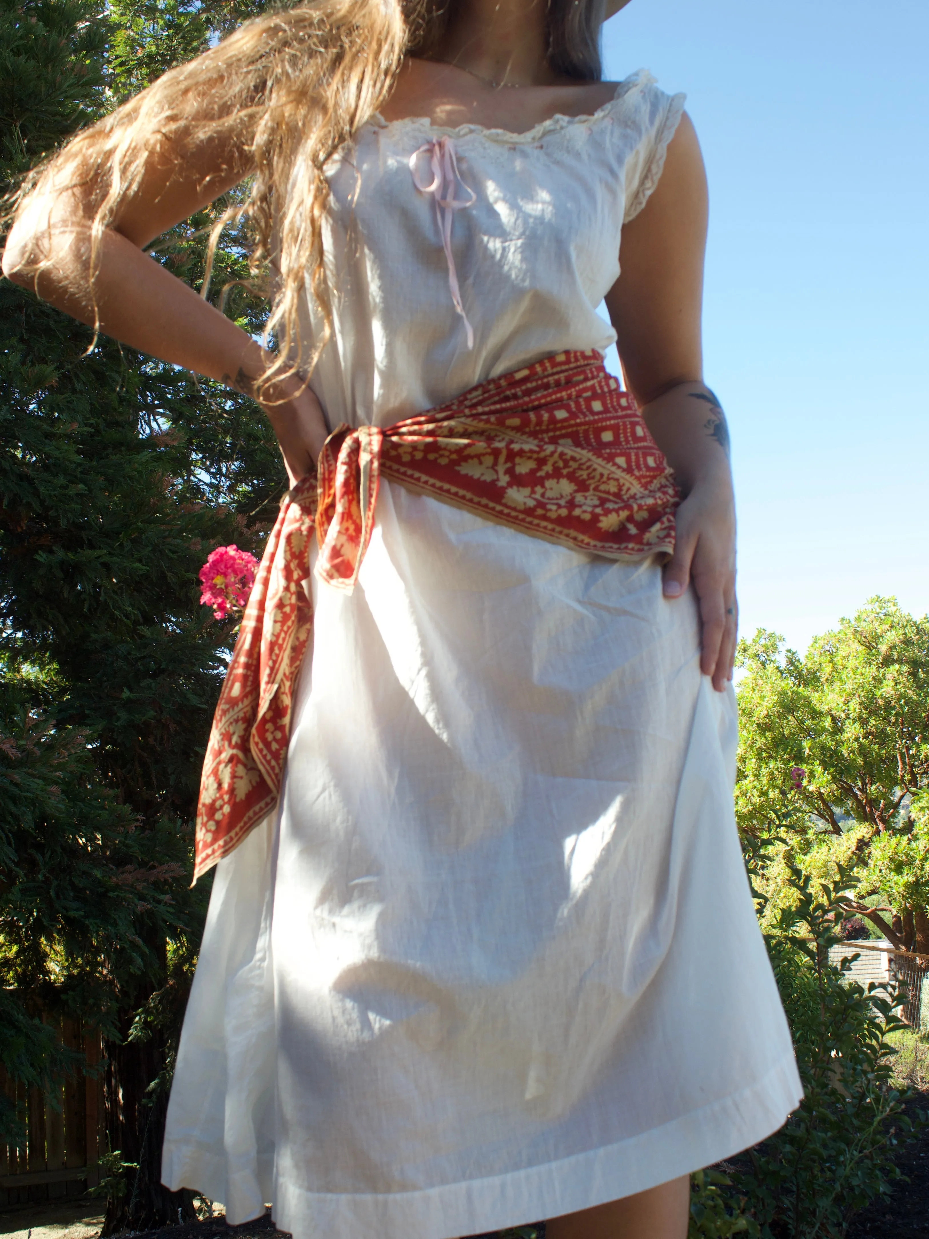 Edwardian Fine Cotton Lace Trim Ribbon Dress