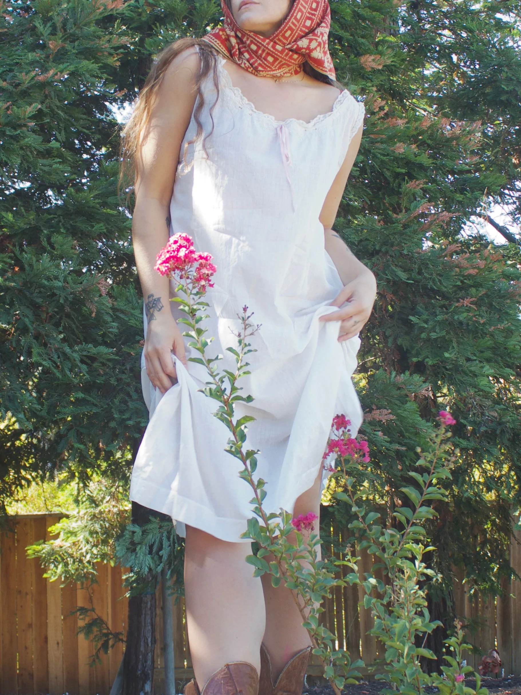 Edwardian Fine Cotton Lace Trim Ribbon Dress