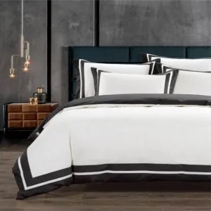 Egyptian Cotton 400 Thread Count Fiorenza White & Black Duvet Cover Set