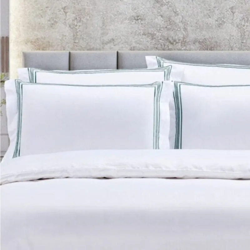 Egyptian Cotton 400 Thread Count Giorgio White & Duck Egg Duvet Cover Set