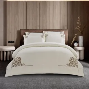 Egyptian Cotton 400 Thread Count Lorena Cream Duvet Cover Set