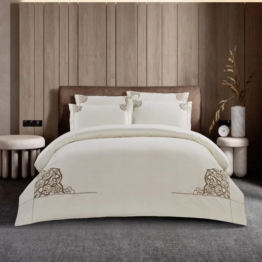 Egyptian Cotton 400 Thread Count Lorena Cream Duvet Cover Set