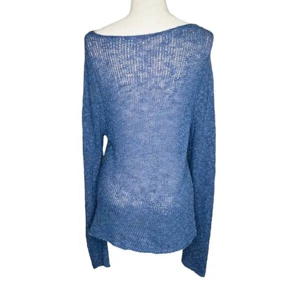 Eileen Fisher  Tunic Sweater Cotton Knit Light Blue Women Size M