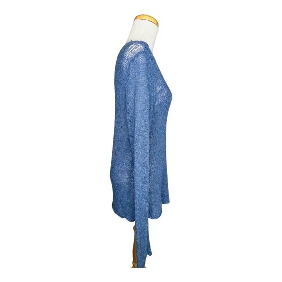 Eileen Fisher  Tunic Sweater Cotton Knit Light Blue Women Size M