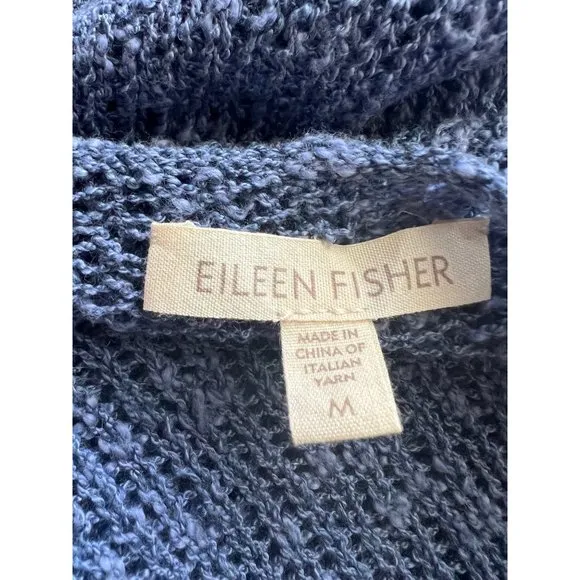 Eileen Fisher  Tunic Sweater Cotton Knit Light Blue Women Size M