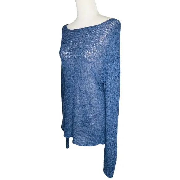 Eileen Fisher  Tunic Sweater Cotton Knit Light Blue Women Size M