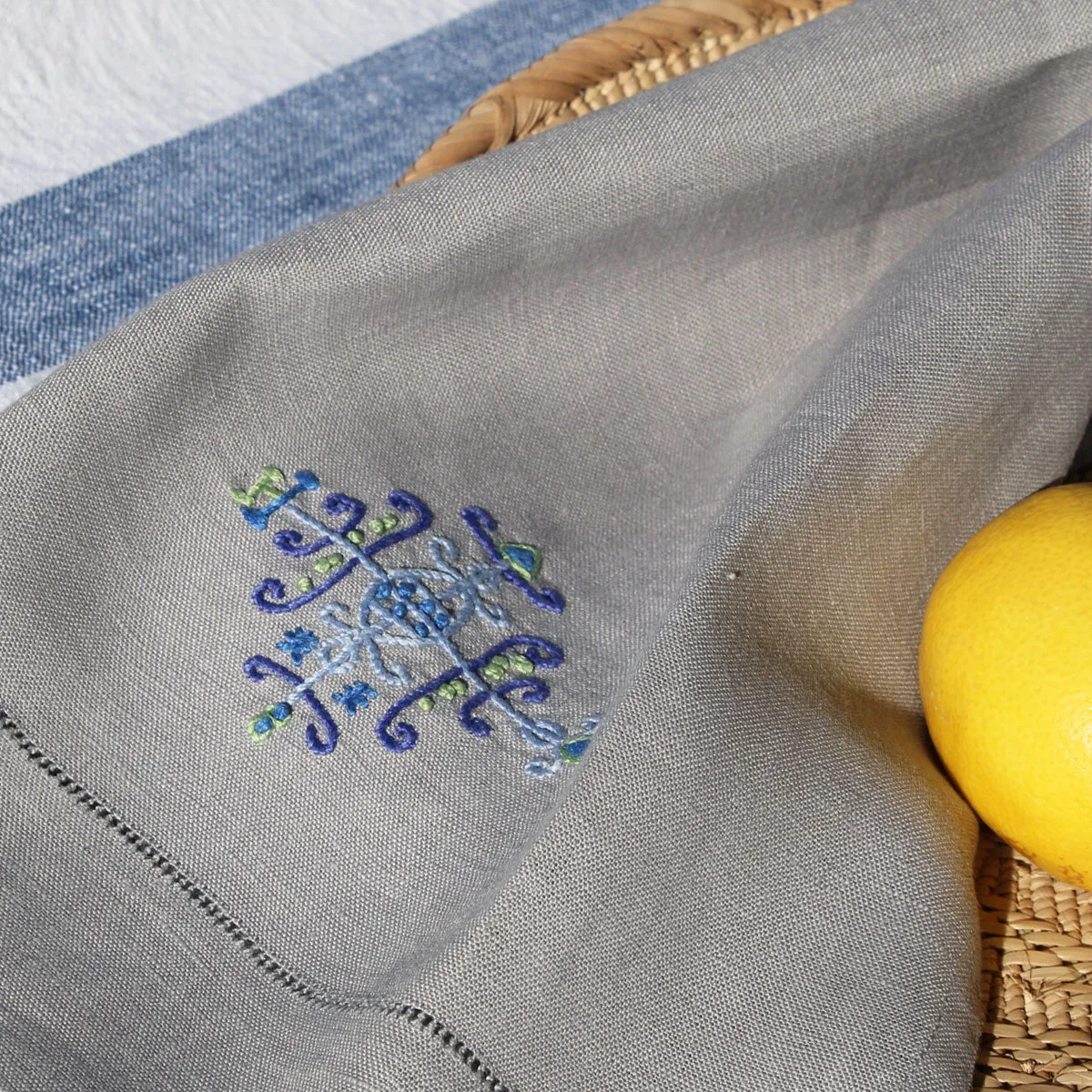 Embroidered Linen Hand Towel