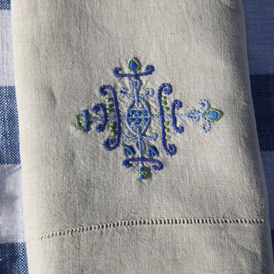 Embroidered Linen Hand Towel