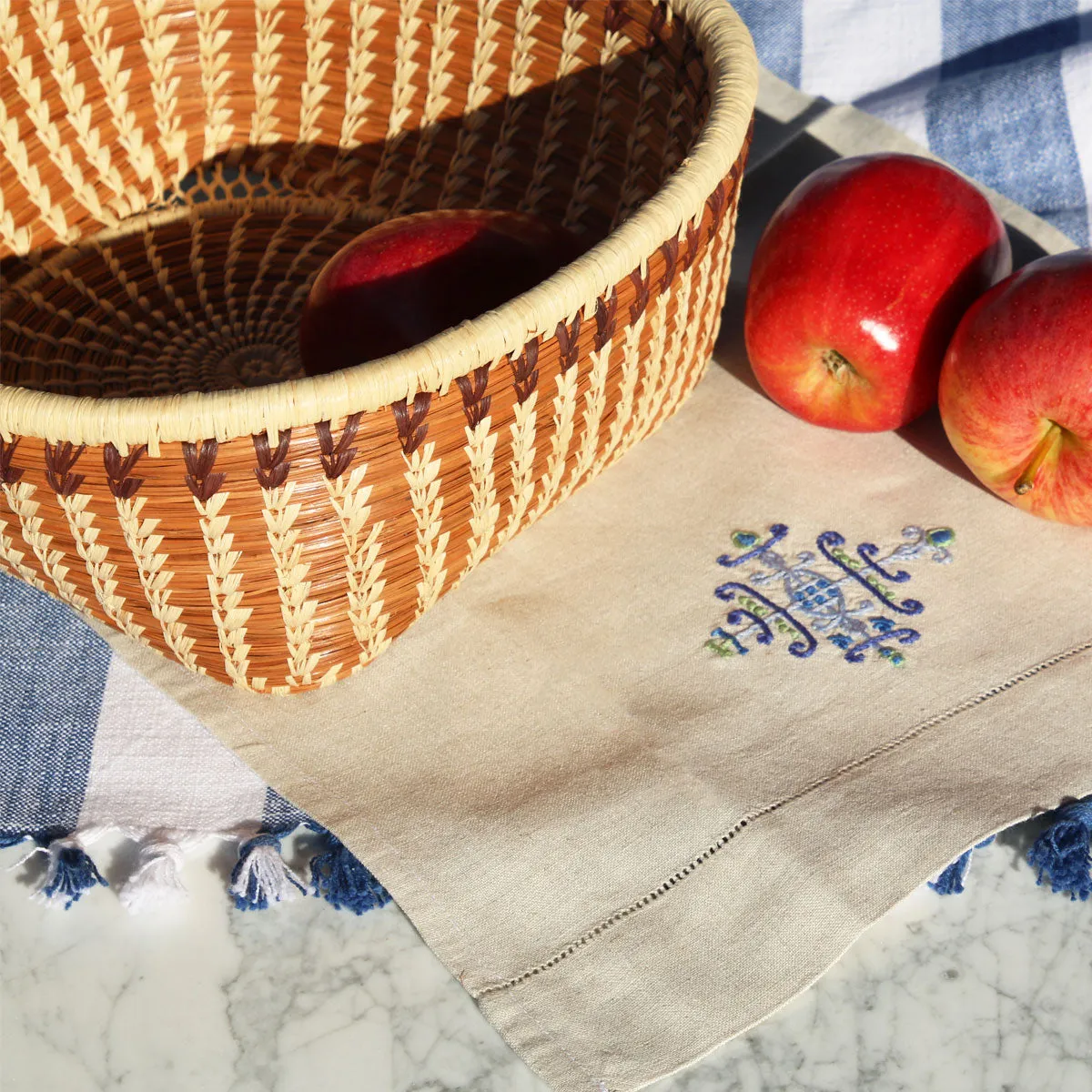 Embroidered Linen Hand Towel