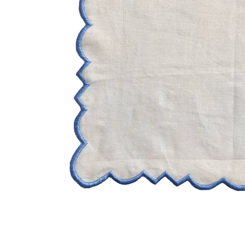 Embroidered Trim White Square Cotton Napkins