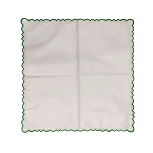 Embroidered Trim White Square Cotton Napkins