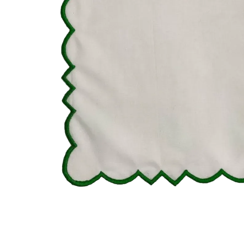Embroidered Trim White Square Cotton Napkins