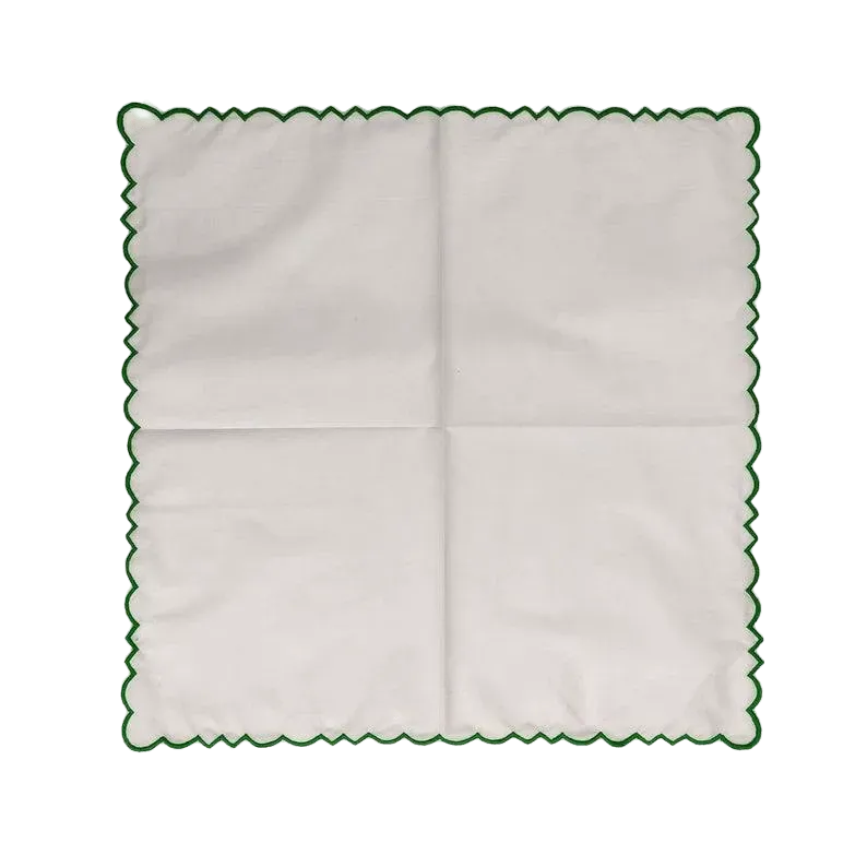 Embroidered Trim White Square Cotton Napkins