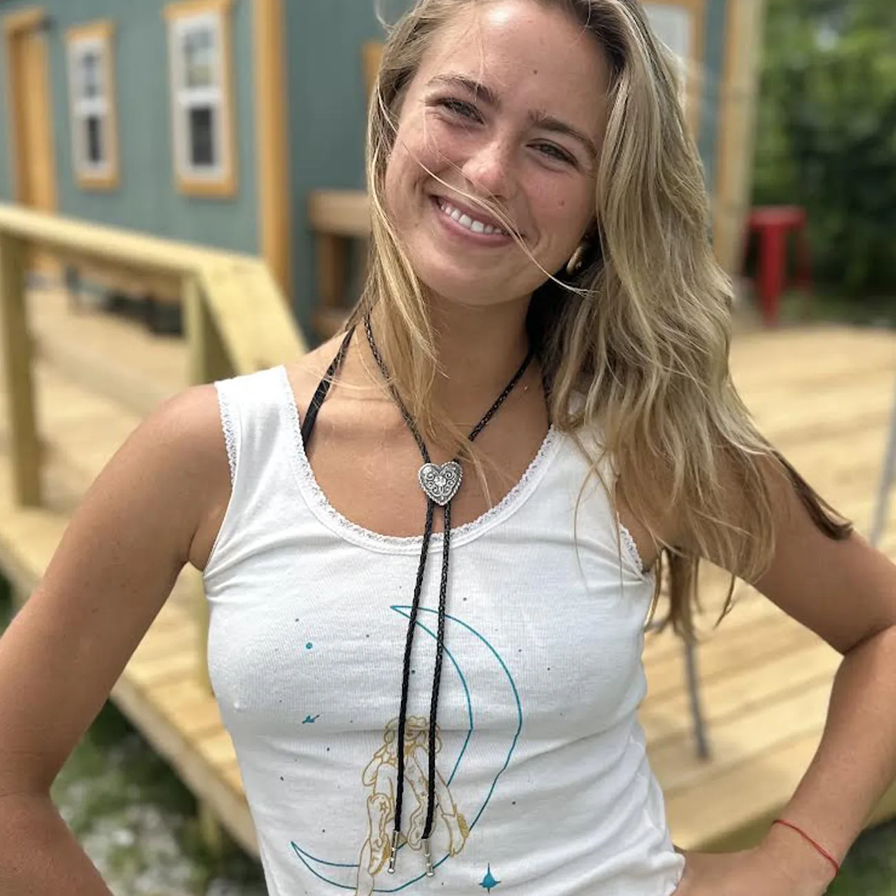 Etched Silver Heart Bolo