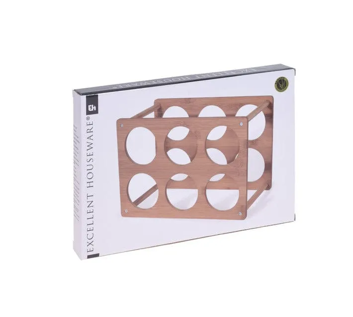 Excellent Houseware Wine Rack Bamboo 6 Bottles