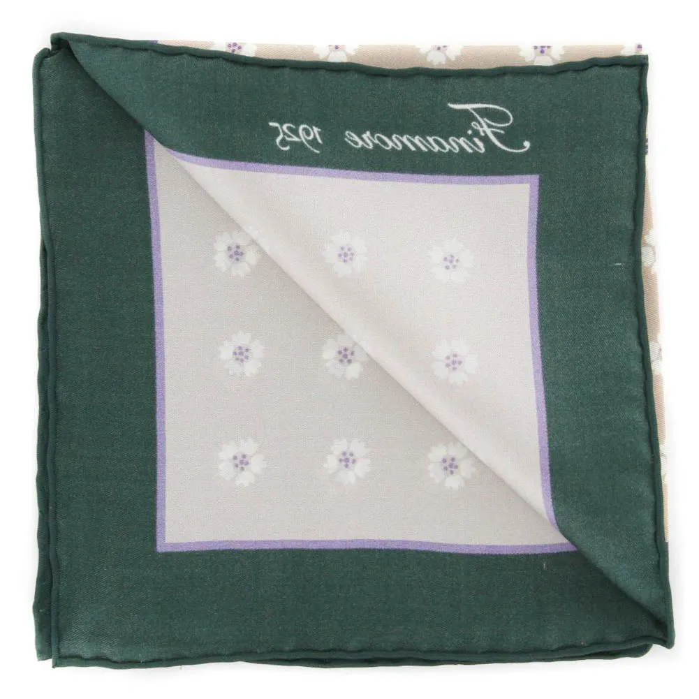 Finamore Napoli Beige Silk Pocket Square