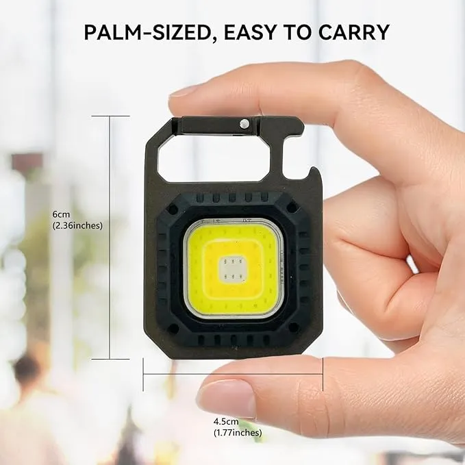 Flashlight Keychain Light, 7 Light Modes Waterproof Portable Pocket Light with Battery Display Bottle Opener Magnet for Walking Camping