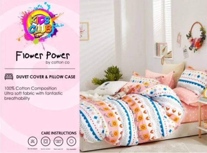 Flower Power Kids Cotton Club Duvet Covers Set