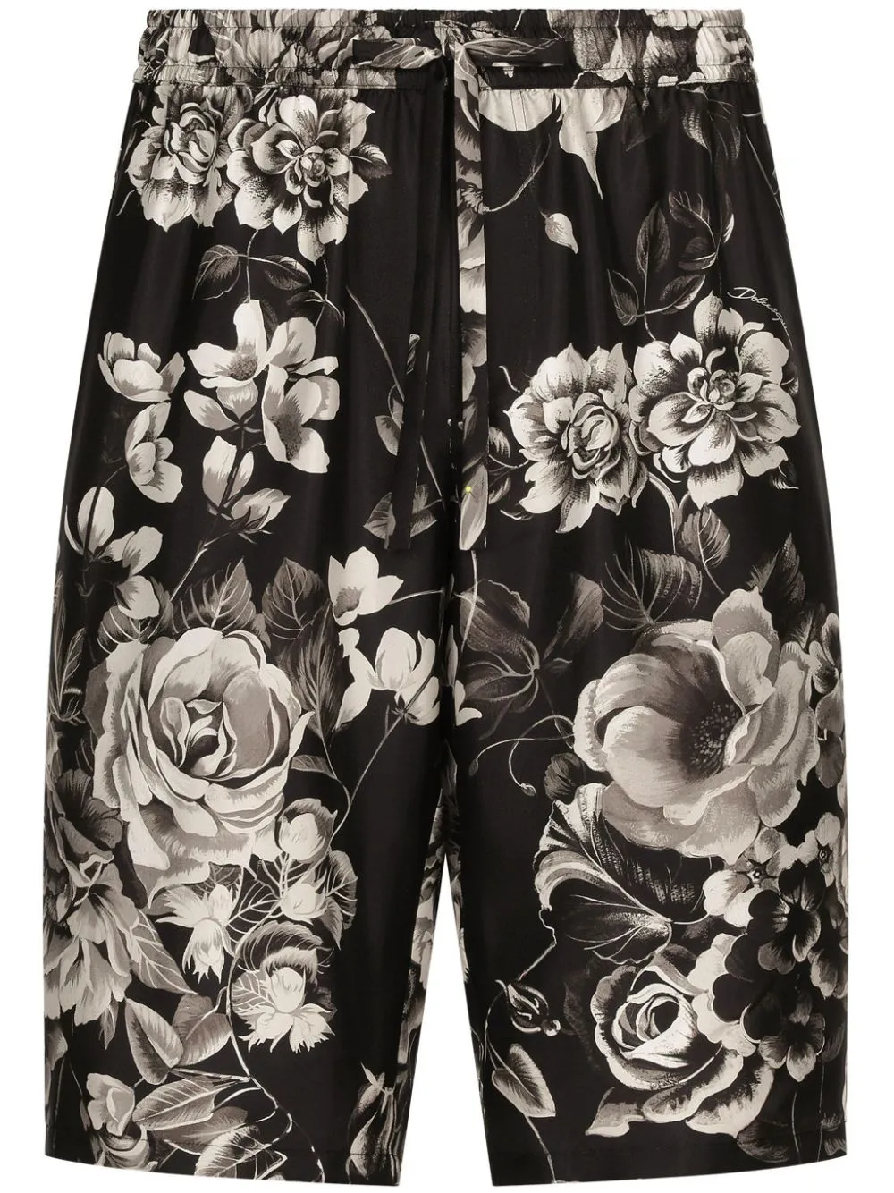 Flower print silk shorts