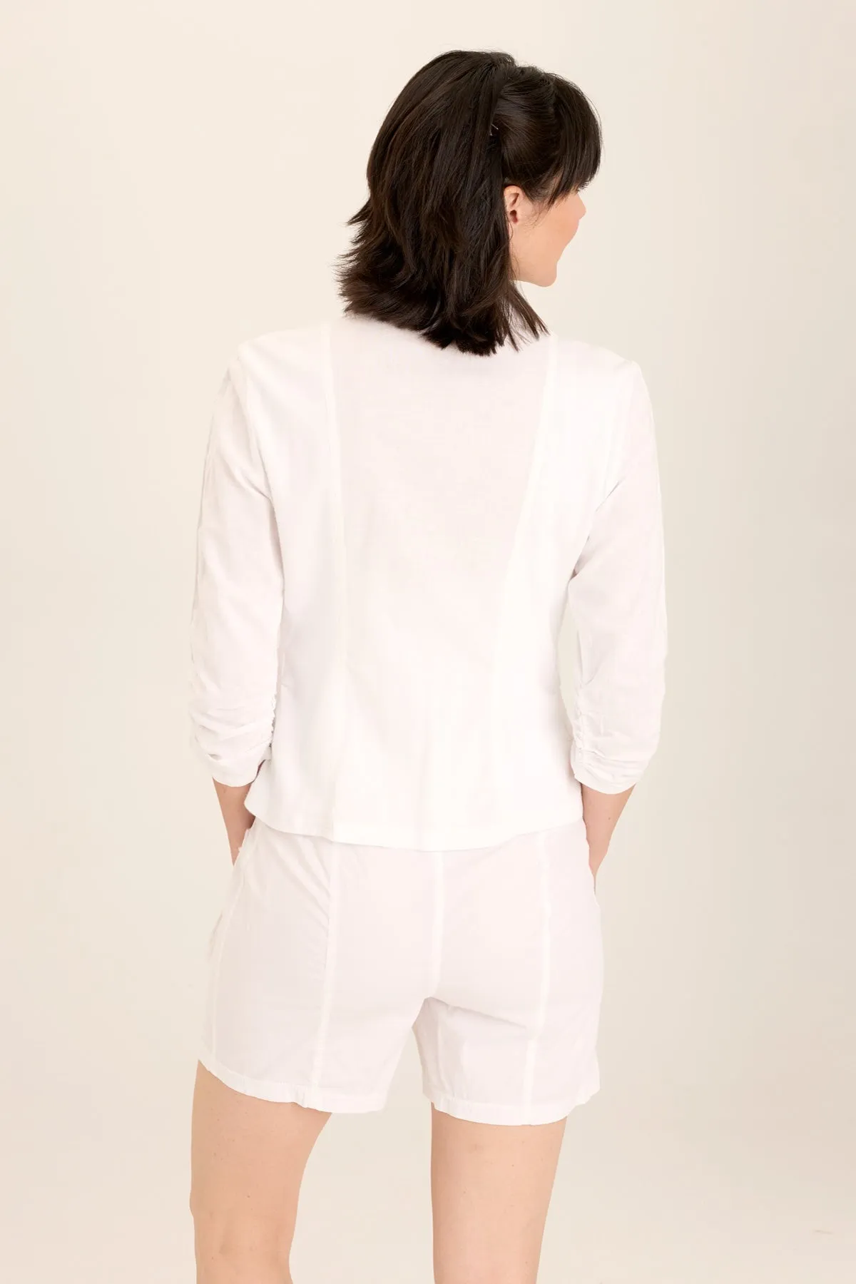 Folksy Linen/Stretch 4-Pocket Shirred Blazer
